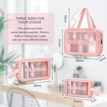 Aucuu Reise Kulturbeutel Transparente Kosmetiktasche PVC Waschtasche Set 4-tlg Rosa