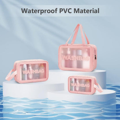 Transparente PVC Kosmetiktasche Set 4-teilig Rosa