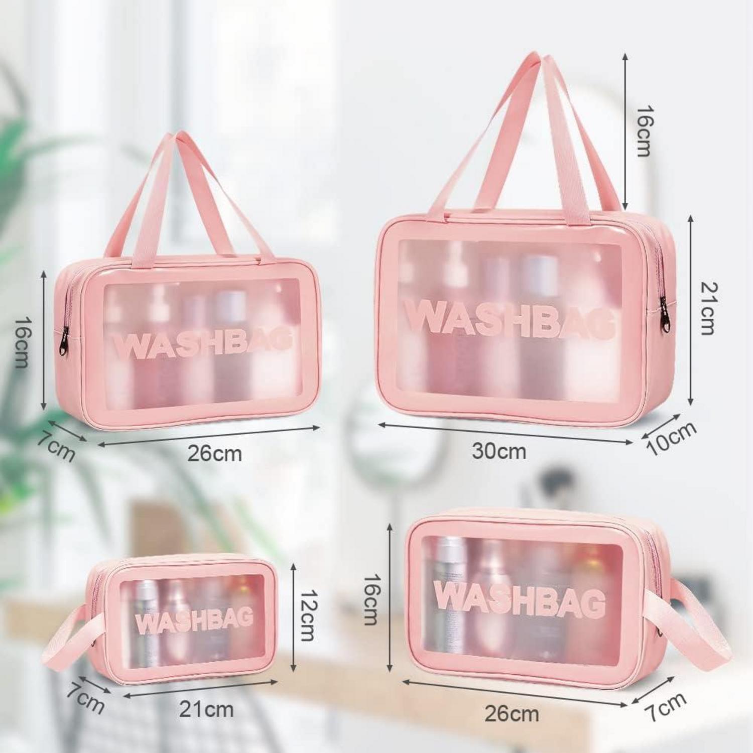 Transparente PVC Kulturbeutel Damen Herren 5er Set Rosa