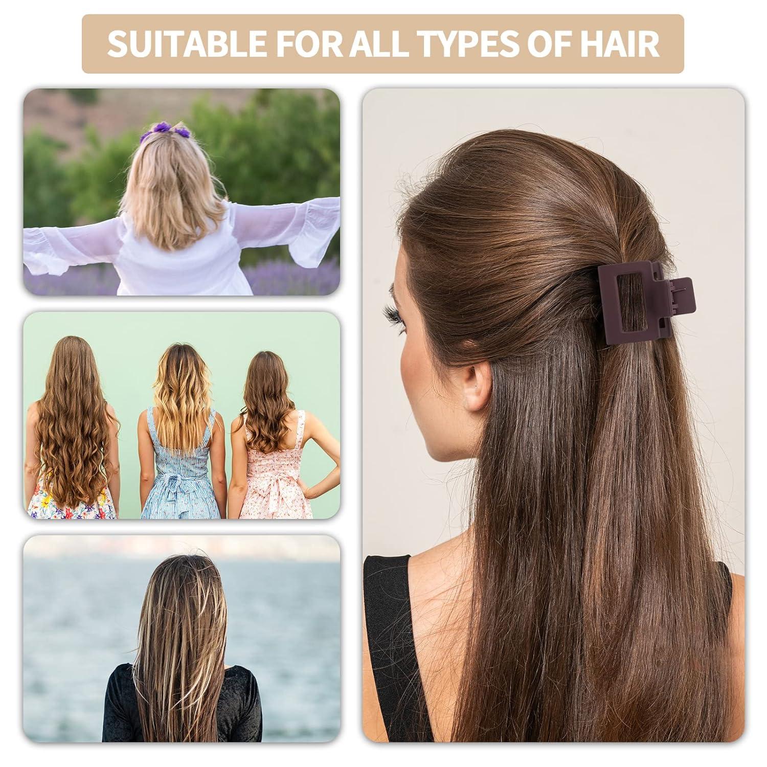 6er Pack Haarklammern Set Matt, Mittelgroß, Rechteckig, für Frauen, Mädchen, Haarspangen Dünnes Haar/Mitteldickes Haar