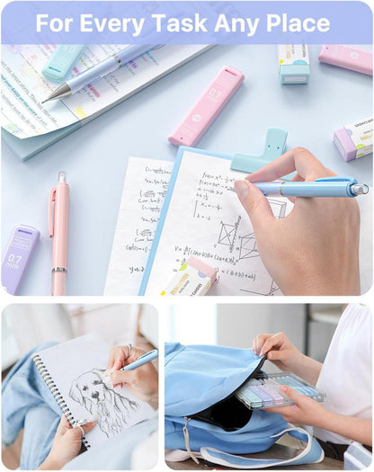 Pastell Druckbleistift Set mit Etui, 6 Stück 0,5 & 0,7 mm, 360 HB
