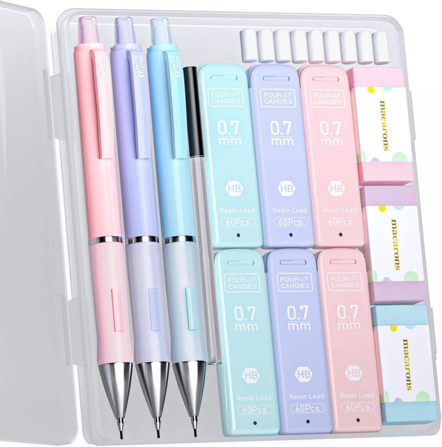 Pastell Druckbleistift Set mit Etui & 360 HB Bleistiftminen