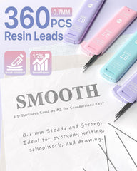 Pastell Druckbleistift Set mit Etui, 3 Stück 0,7 mm Minenbleistift, 360 HB Bleistiftminen, Radiergummis, Mechanische Bleistifte 3PCS-0,7mm