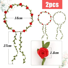 Blumenkranz Haarband Damen Mädchen Hochzeit Party Rot