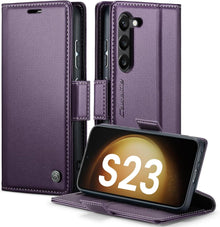 Samsung Galaxy S23 5G Lederhülle mit Kartenfach und Standfunktion