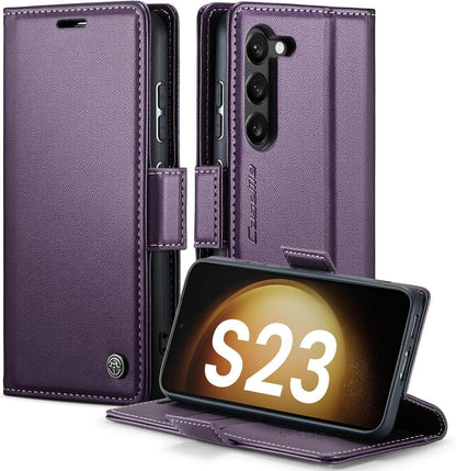 Samsung Galaxy S23 5G Lederhülle mit Kartenfach und Standfunktion