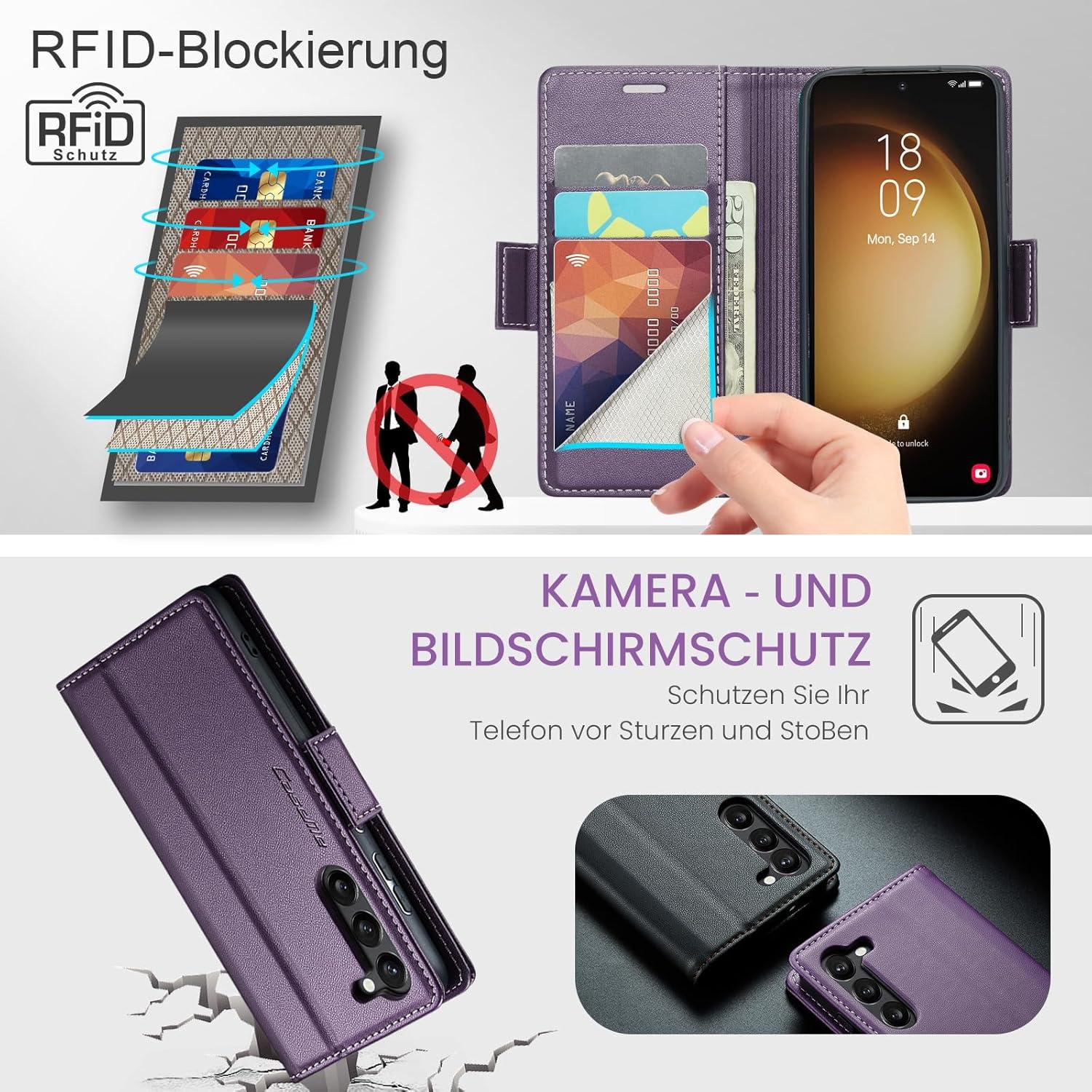 Samsung Galaxy S23 5G Handyhülle Lila Premium Leder RFID