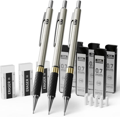 Druckbleistift Set Metall Minenbleistift 0,7mm 360 Stk HB-Minen 3
