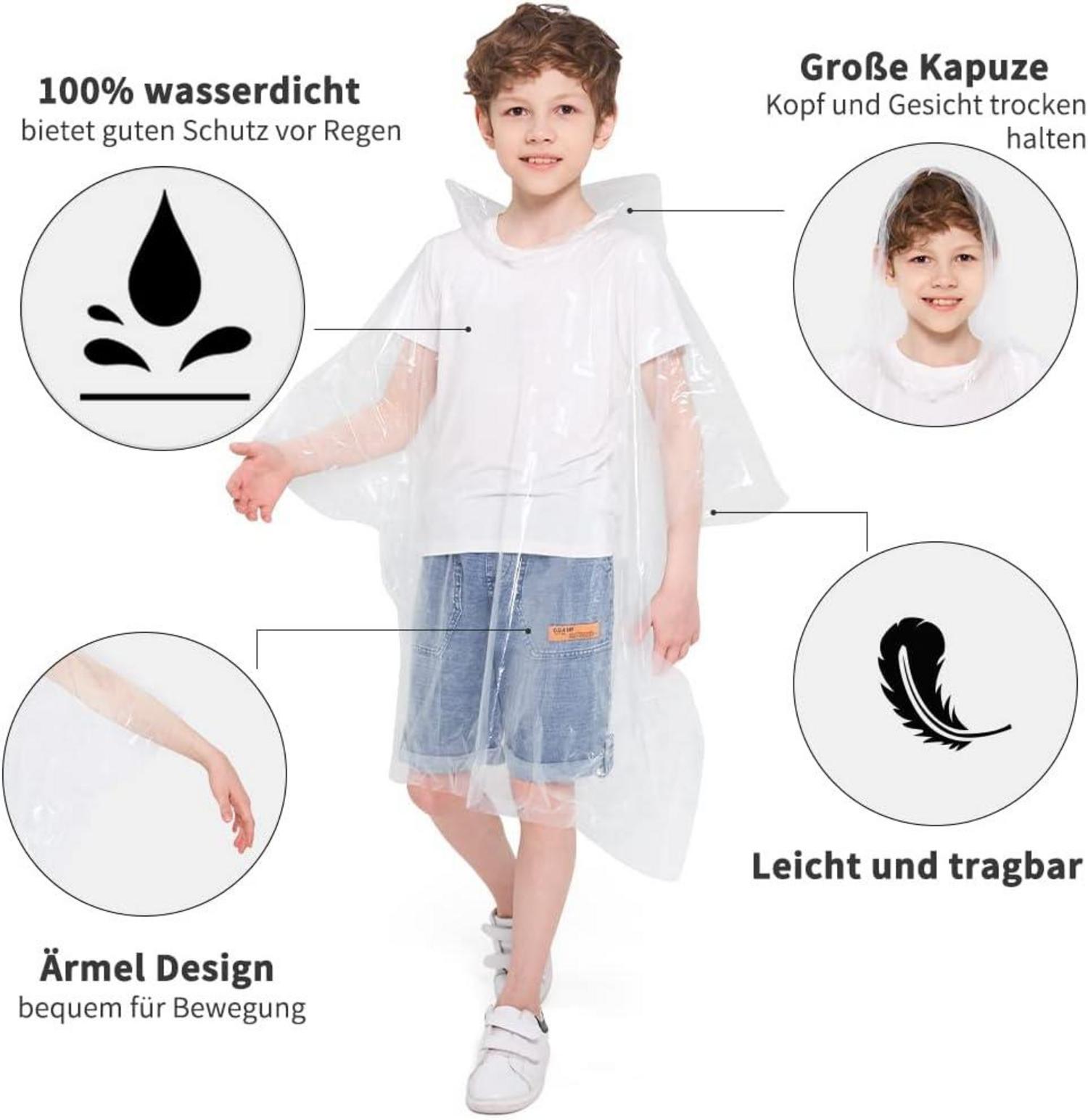 Regenponcho Kinder 5er Pack wasserdicht mit