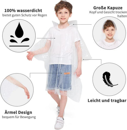 Regenponcho Kinder 5er Pack wasserdicht mit