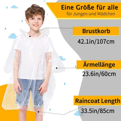Regenponcho Kinder Wasserdicht Hooded Regencape transparent