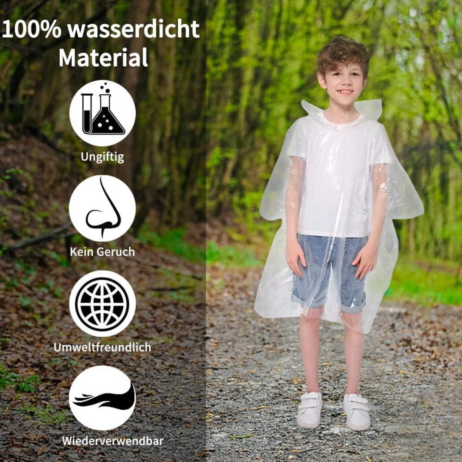 5er Pack Regenponcho Kinder Wasserdicht Hooded Unisex für Reise Camping