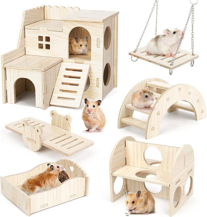 Hamster Spielzeug Set aus Holz für Kleintiere