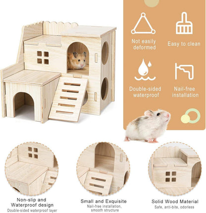Hamster Spielzeug Set aus Holz für Kleintiere