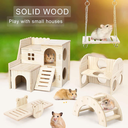 Holz Hamster Spielzeug Set für Chinchilla Rennmaus Kaninchen