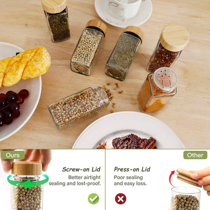 Gewürzgläser Set 36-teilig mit Bambus Deckel 120ml Spice Jars