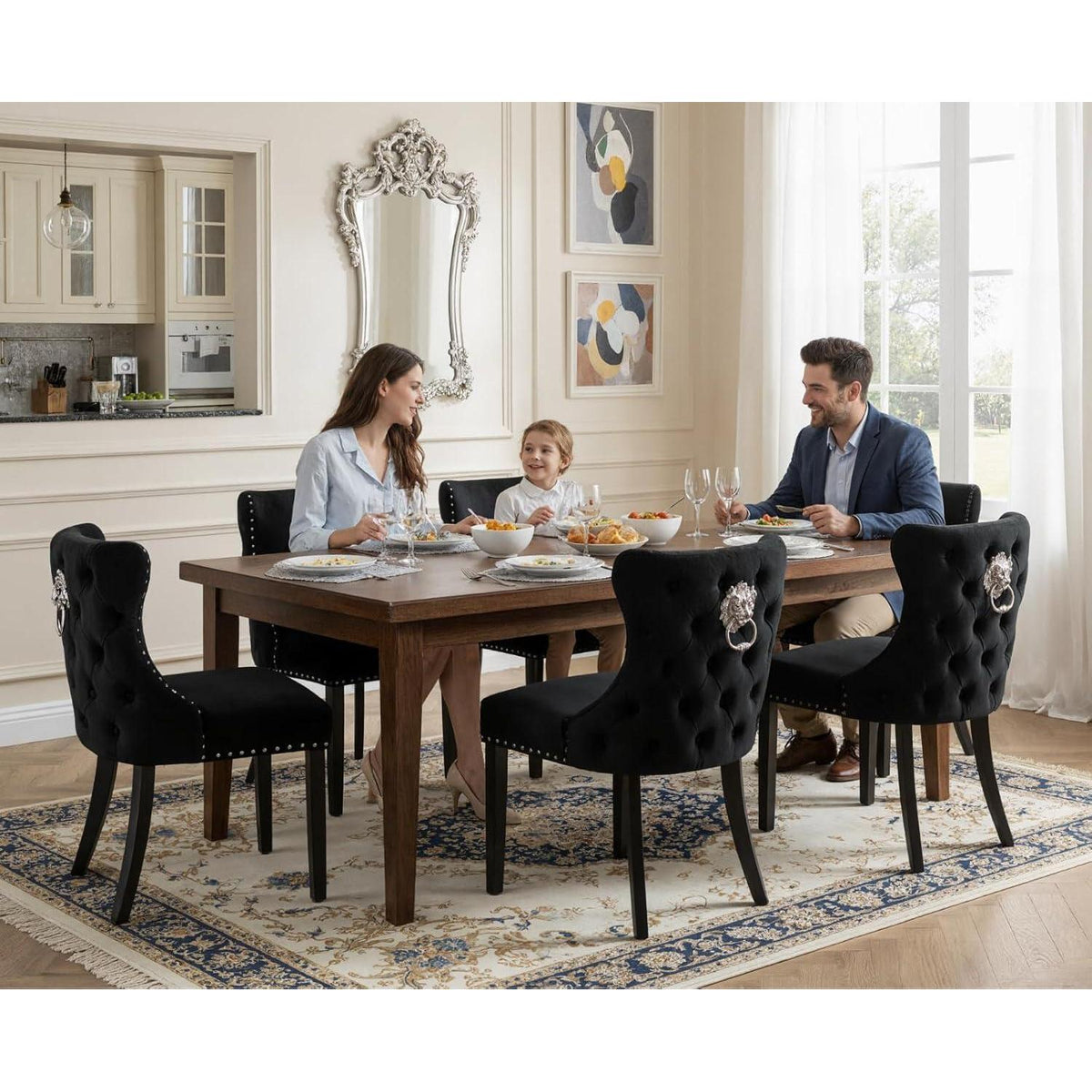 Samt Esszimmerstühle 4er Set Schwarz – Gepolstert & Modern