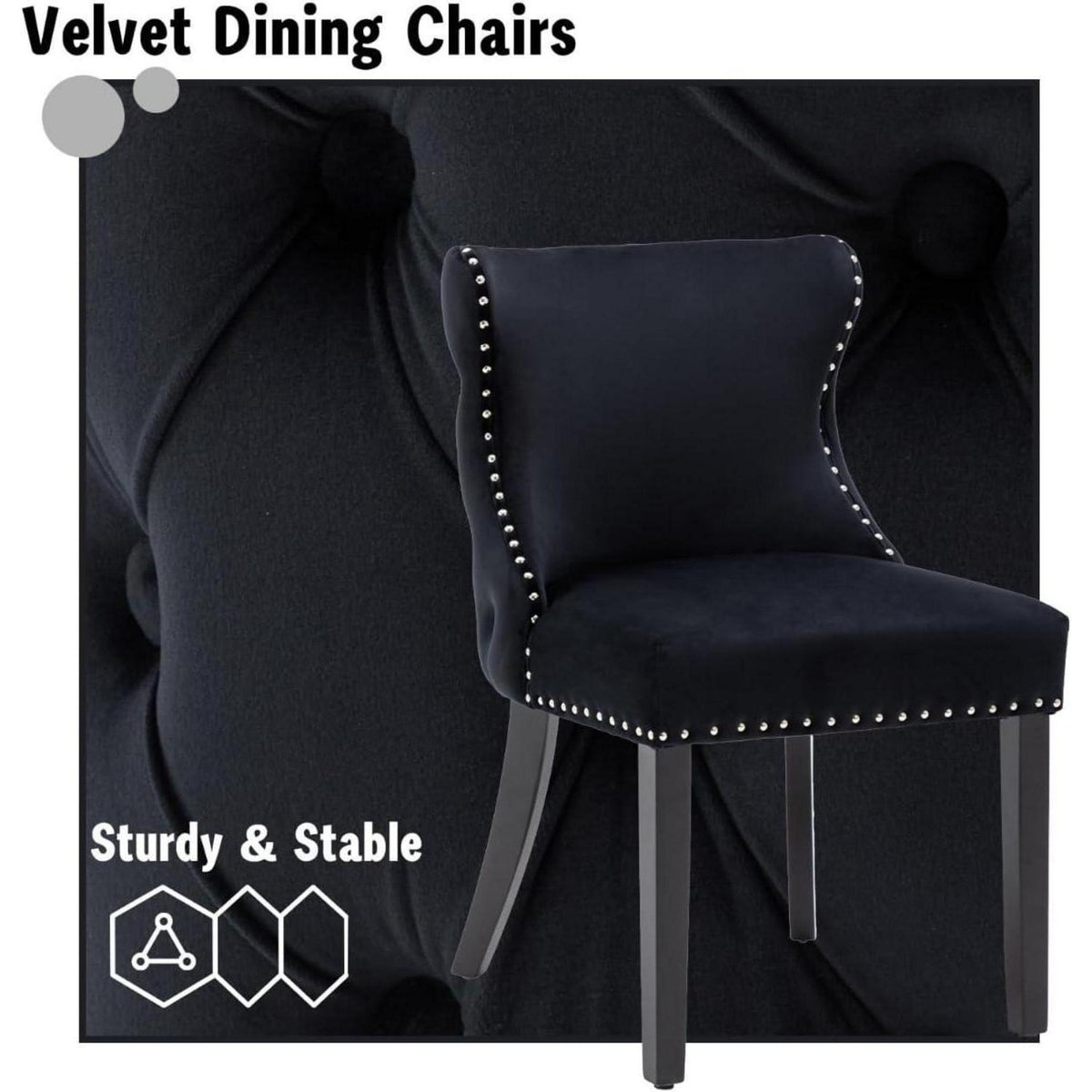 Samt Esszimmerstühle 4er Set Schwarz – Gepolstert & Modern