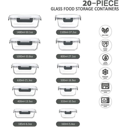 Vorratsbehälter aus Glas, luftdicht, BPA-frei, 10er Set