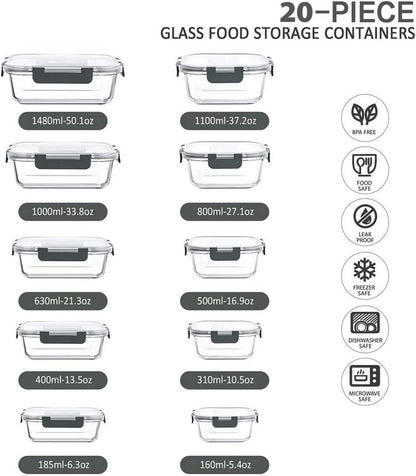Vorratsbehälter aus Glas, luftdicht, BPA-frei, 10er Set