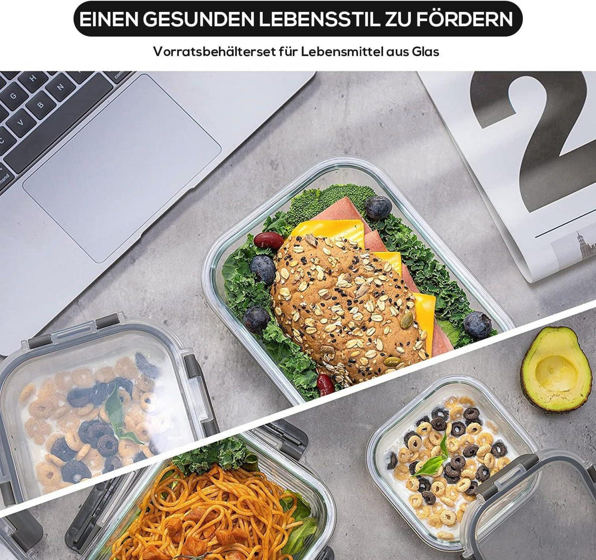 Glas-Frischhaltedosen Set 10-tlg. für Küche & Restaurant luftdicht BPA-frei