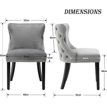 Samt Esszimmerstühle 2er Set Grau – Gepolstert & Modern
