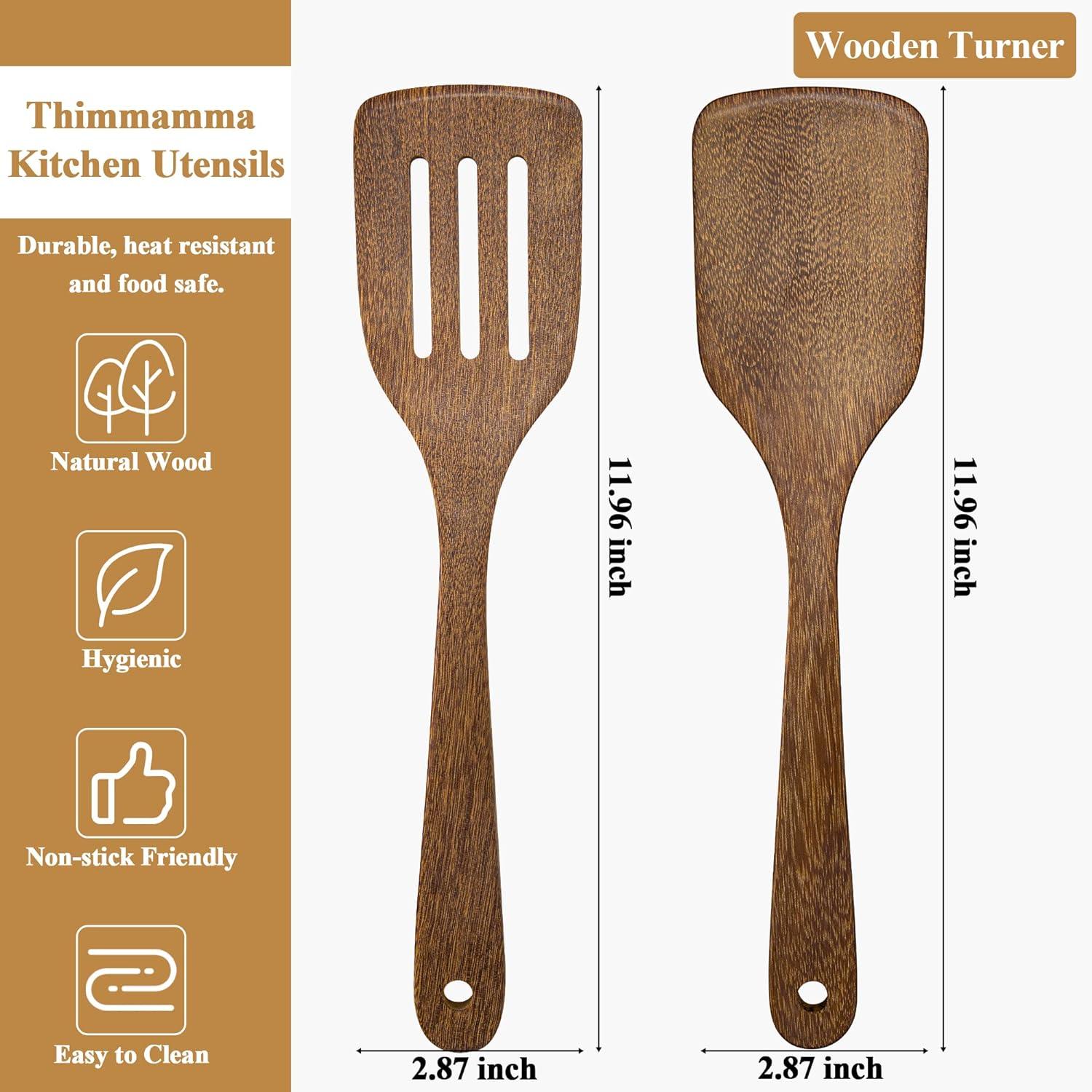 Holz Pfannenwender Set 30cm Geschlitzt Massiv Antihaft Spülmaschinenfest