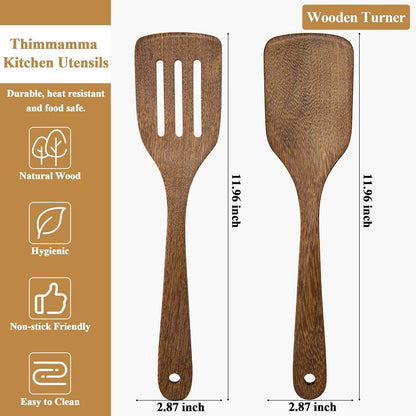 Holz Pfannenwender Set 30cm Geschlitzt Massiv Antihaft Spülmaschinenfest