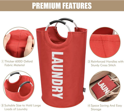 DOKEHOM 90L Faltbare Wäschekörbe Wäschesäcke Kleider Tasche Rot
