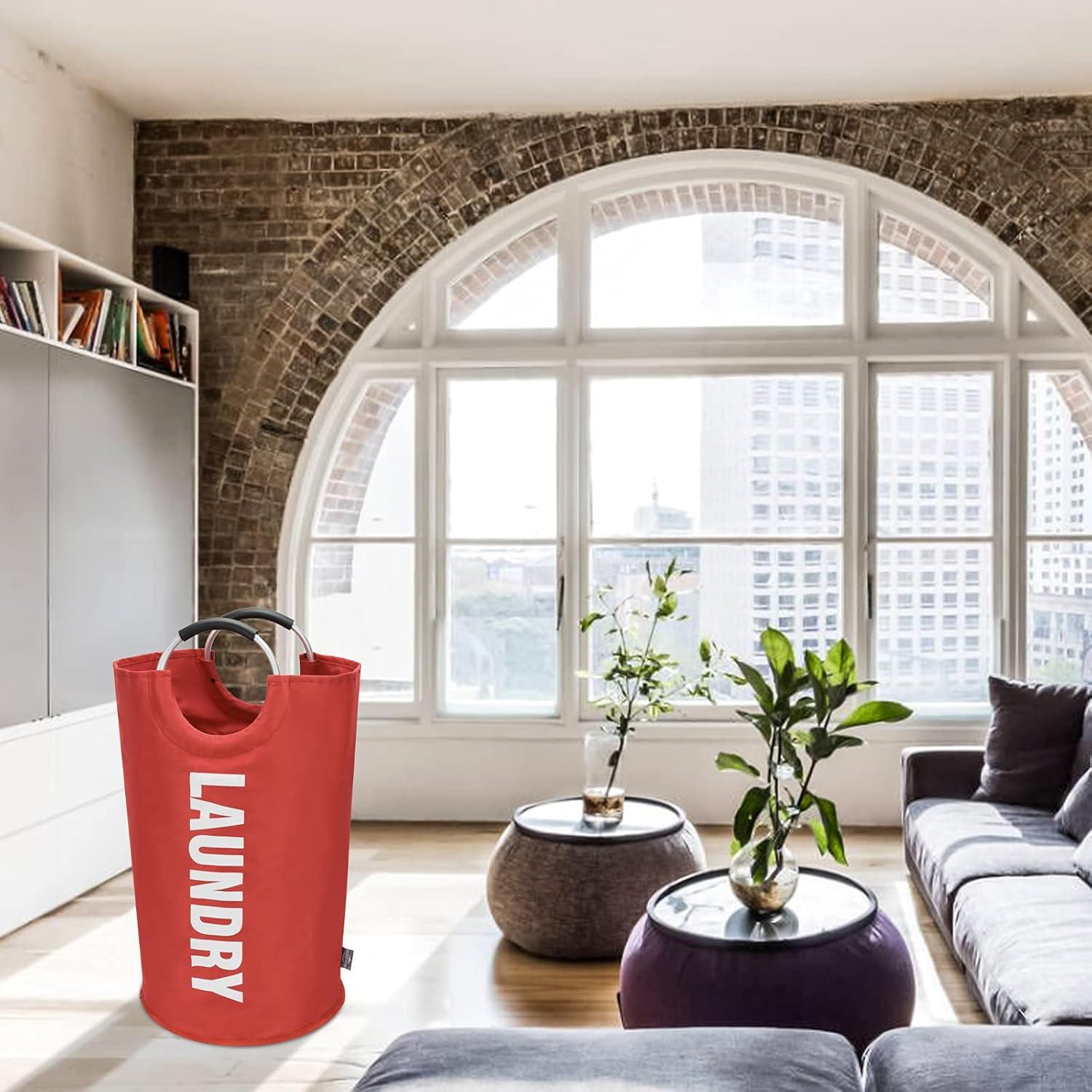 Große Faltbare Wäschekörbe 90L Rot Oxfordstoff PE beschichtet