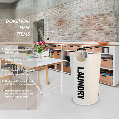 Faltbarer Wäschekorb 90L Beige PE-beschichtet Oxfordstoff