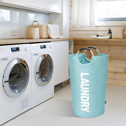 DOKEHOM 90L Faltbarer Wäschekorb in Hellblau - 600D Oxford Stoff - 38x79cm