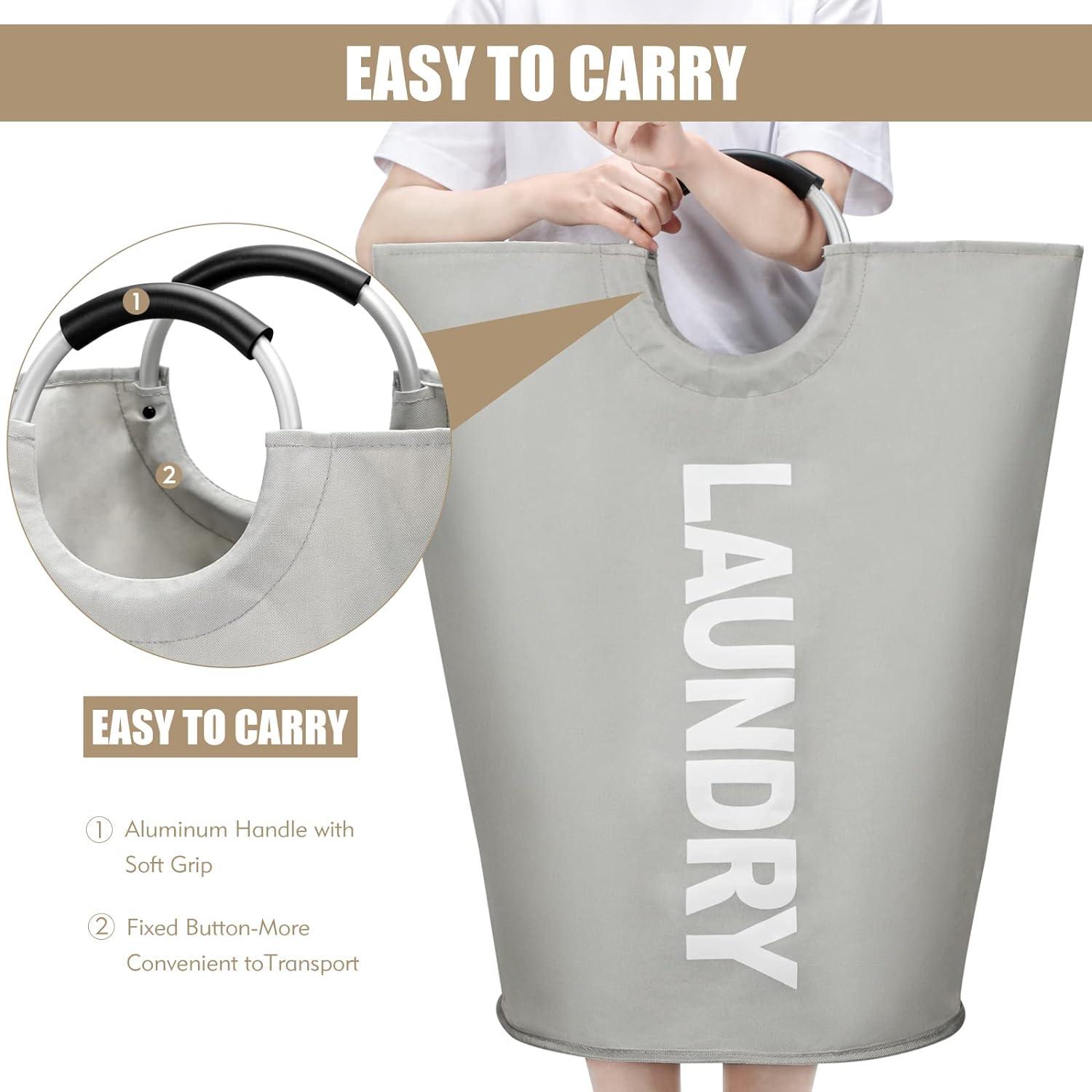 90L Faltbarer Wäschesack Grau Stand Up Design 600D Oxfordstoff