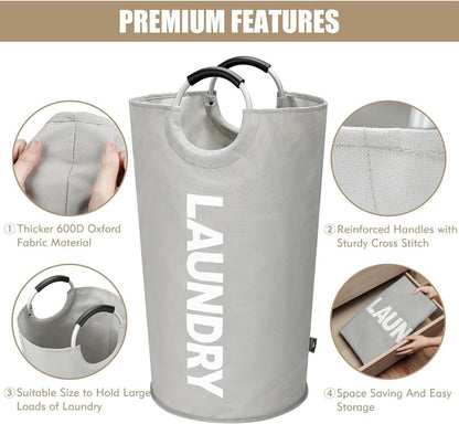 90L Faltbarer Wäschesack Grau Stand Up Design 600D Oxfordstoff