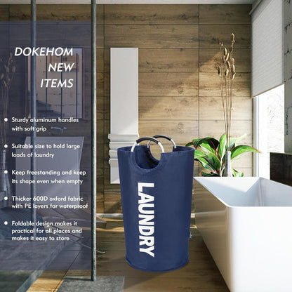 Faltbarer Wäschekorb 90L Dunkelblau PE-beschichtet Stand Up