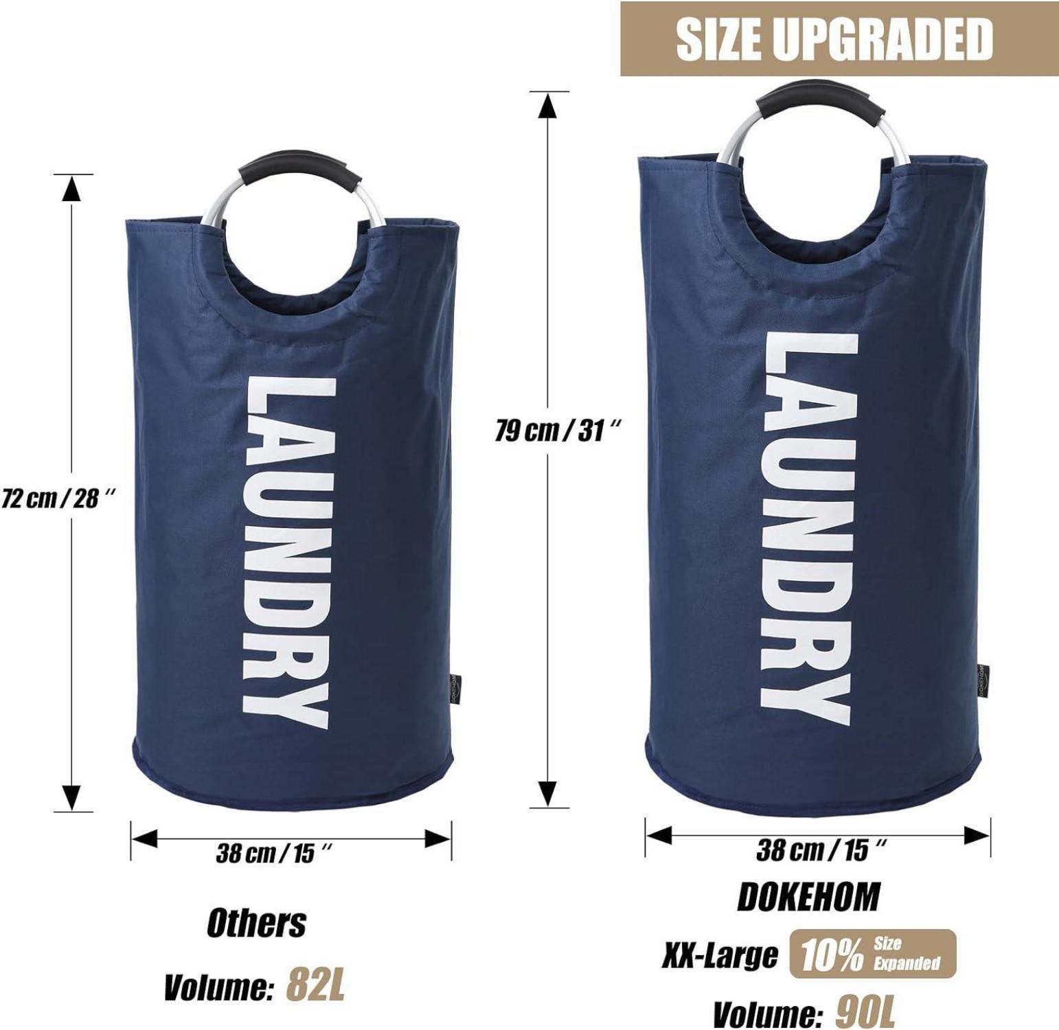 Faltbarer Wäschekorb 90L Oxford Stoff dunkelblau 600D