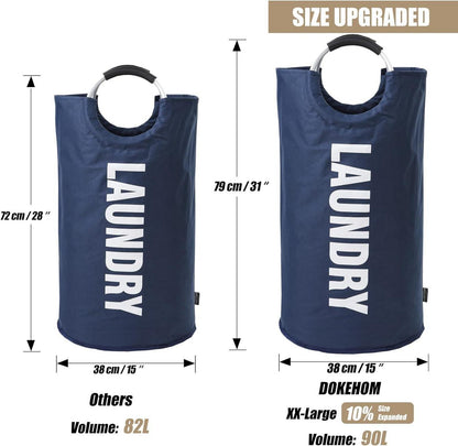 Faltbarer Wäschekorb 90L Oxford Stoff dunkelblau 600D