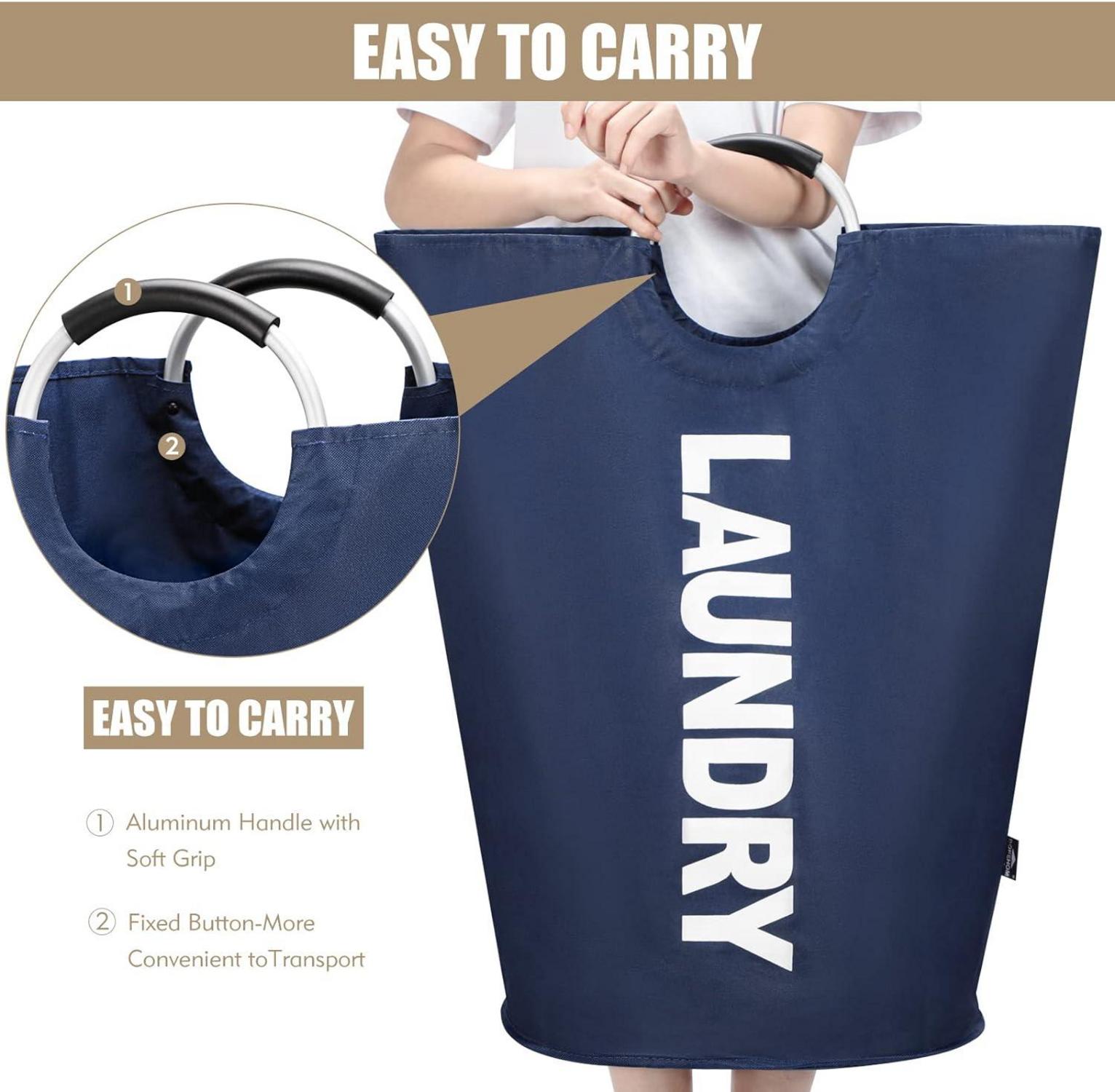 Faltbare Wäschekörbe 90L Dunkelblau Oxford-Stoff D31 x H79cm