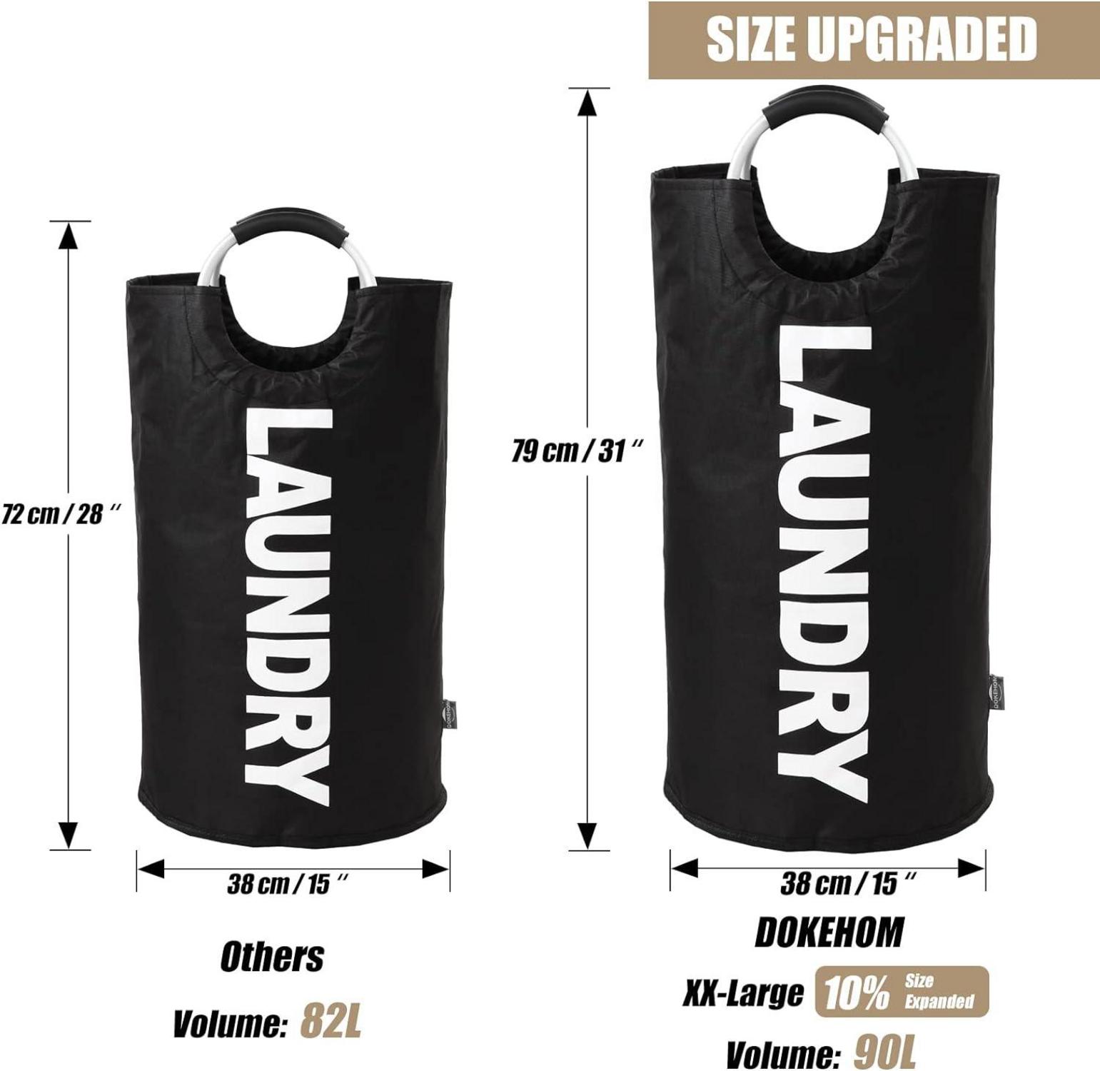 Faltbarer Wäschekorb mit 90L Kapazität, Schwarz