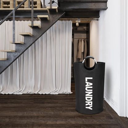 Faltbare Wäschekörbe 90L Schwarz Zusammenklappbar Groß Stand Up Design