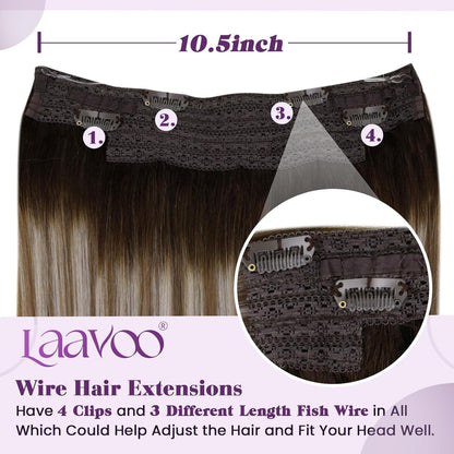 Echthaar-Drahtverlängerung Braun Balayage 40cm