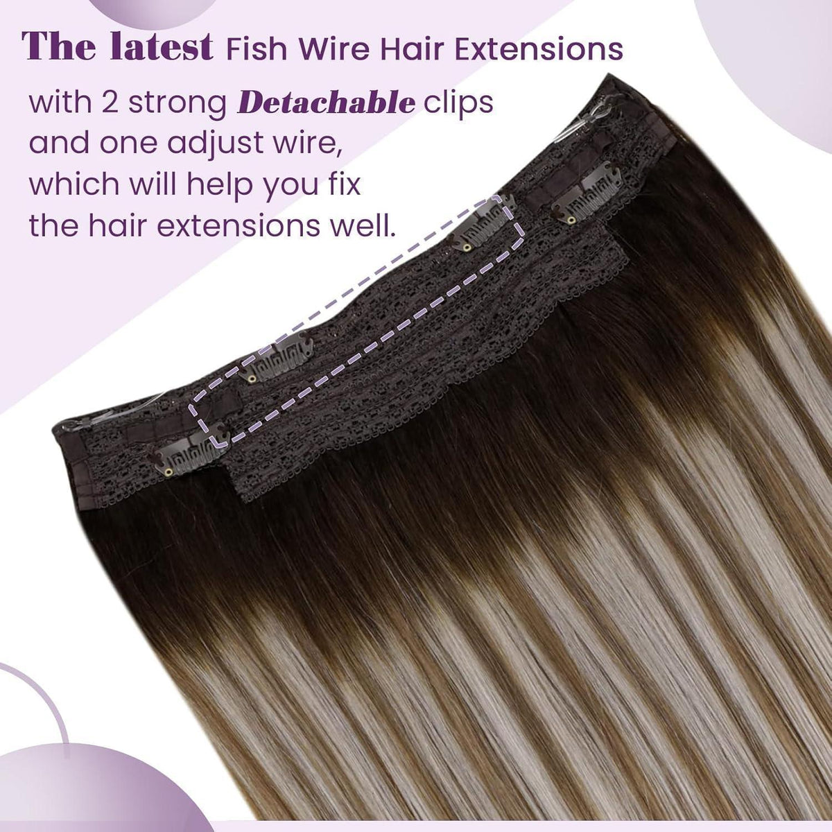 Echthaar Haarverlängerung mit Draht, Ombre Braun 35cm
