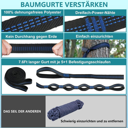 PHYSEN Outdoor Camping Hängematte 270x140cm Blau Tragkraft