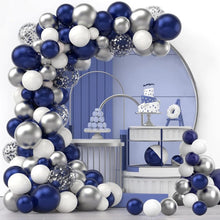Luftballon Girlande Blau Weiß Silber 120-teilig für Partydekoration
