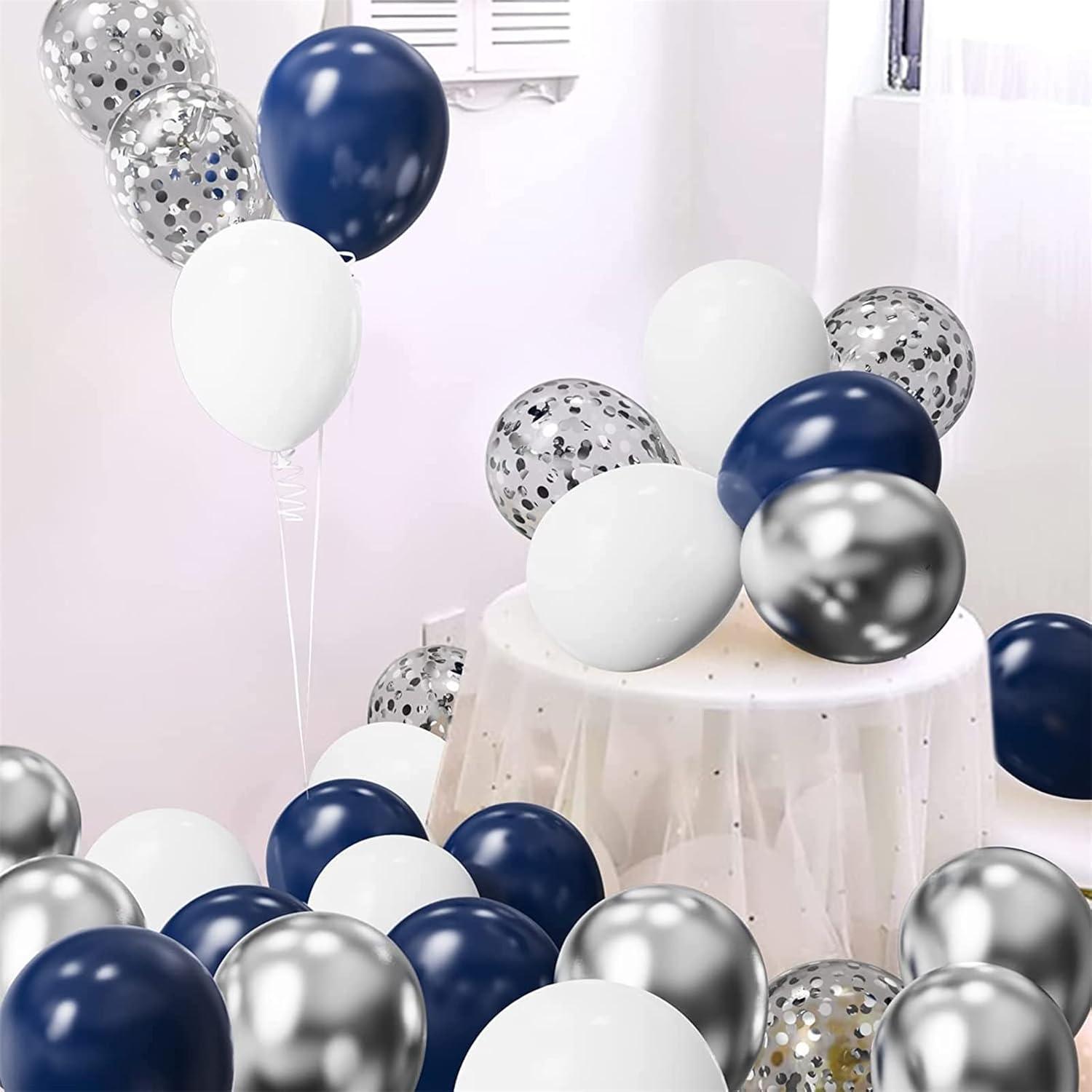 Luftballon Girlande Blau Weiß Silber 120-teilig für Partydekoration