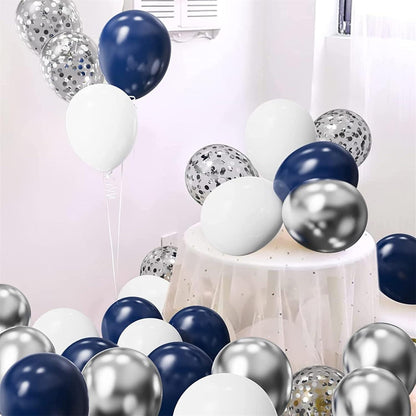 Luftballon Girlande Blau Weiß Silber 120-teilig für Partydekoration