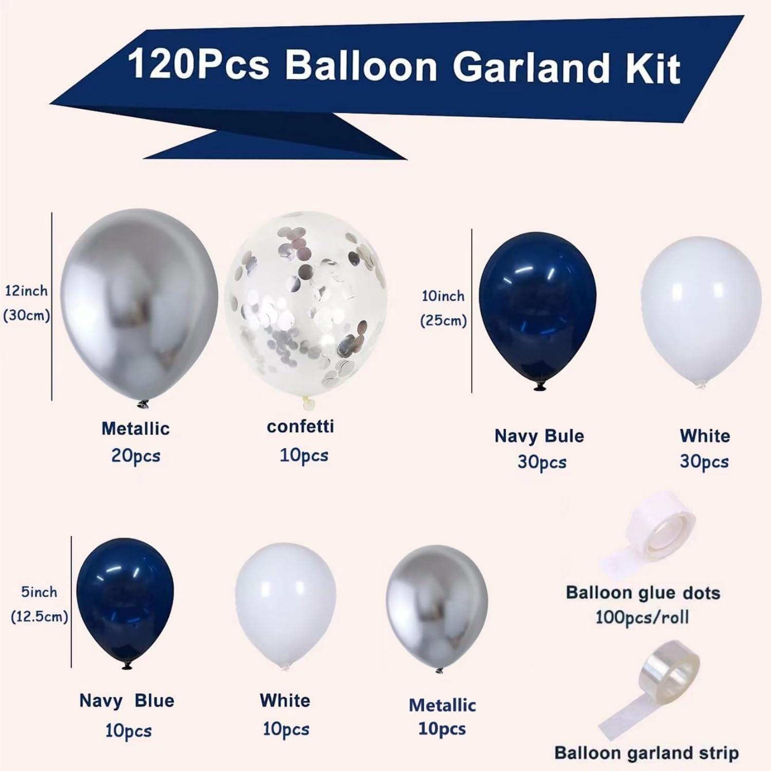 Blau Luftballon Girlande Set für Party Deko mit Metallic Konfetti