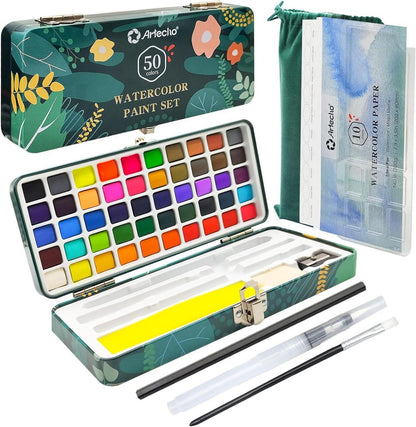 Aquarellfarben Set 50 Farben mit fluoreszierenden Wasserfarben