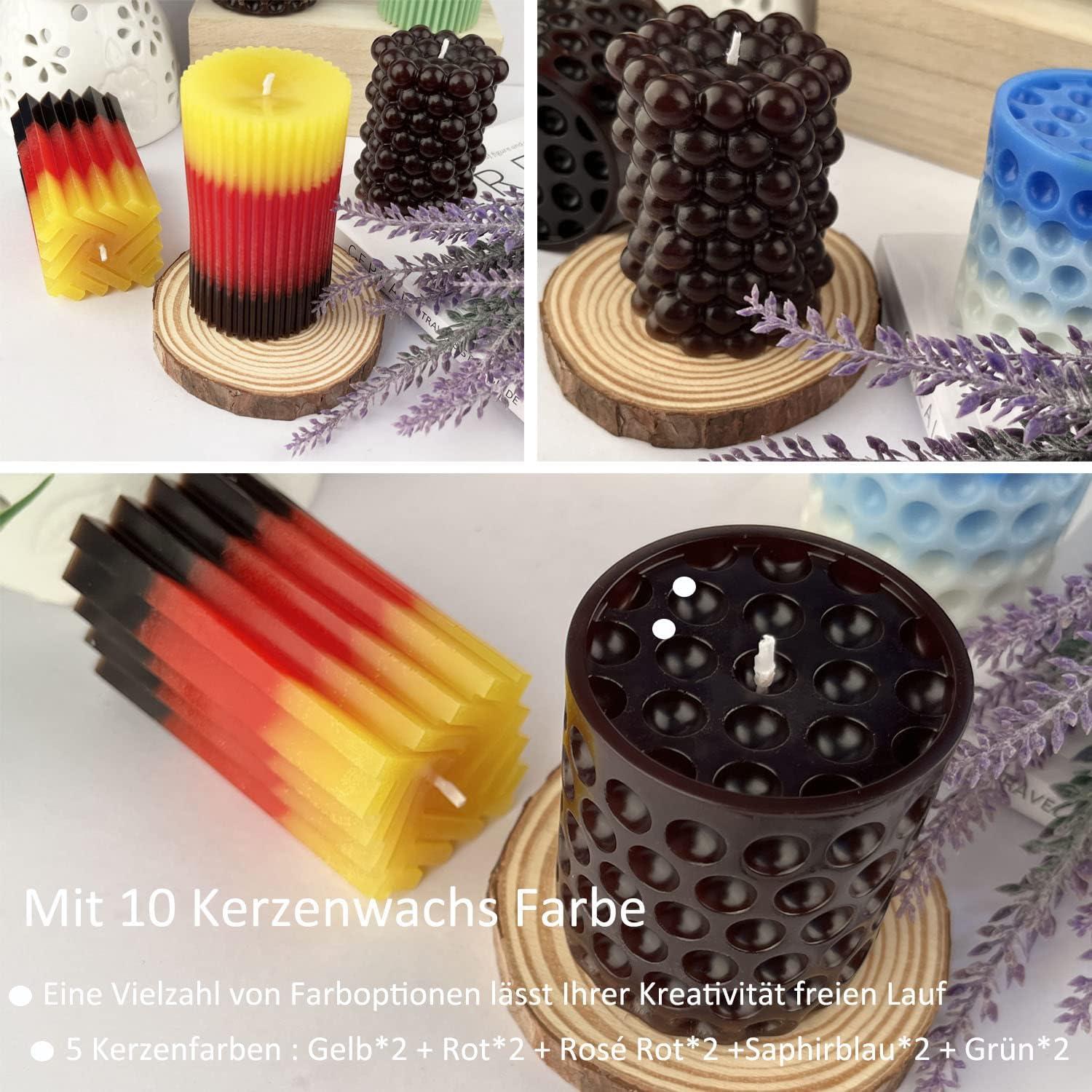 3D Kerzen Gießset mit Silikonform & 10 Farben - DIY