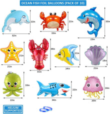 10 Fischballons Unterwasser-Deko Ozean-Tier-Ballons Kinder